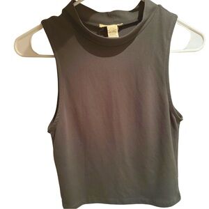 Olive green sleeveless crop top